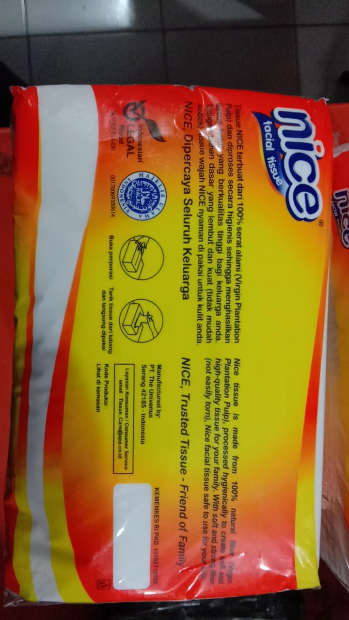Tissue Nice Facial 180 Sheets Softpack Murah
