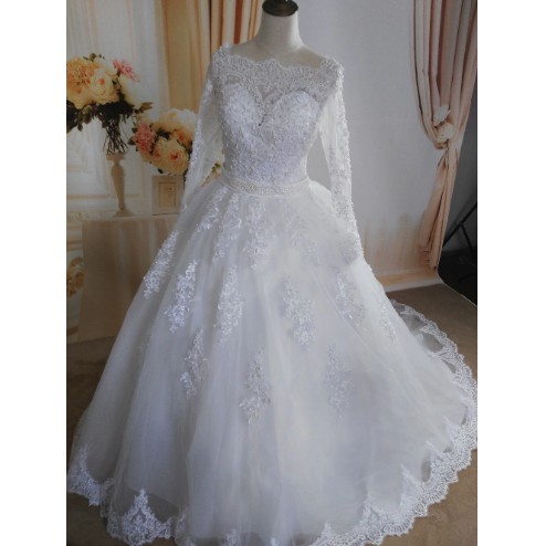 Ball Gown Pearls Wedding Dress