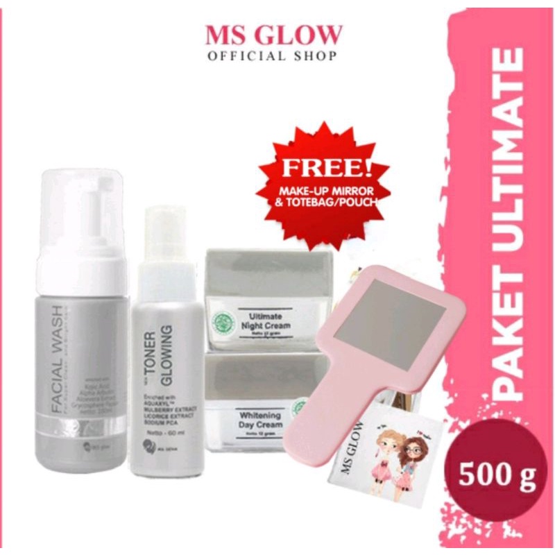 MS GLOW PAKET ULTIMATE // PAKET WAJAH // UNTUK KULIT FLEK HITAM
