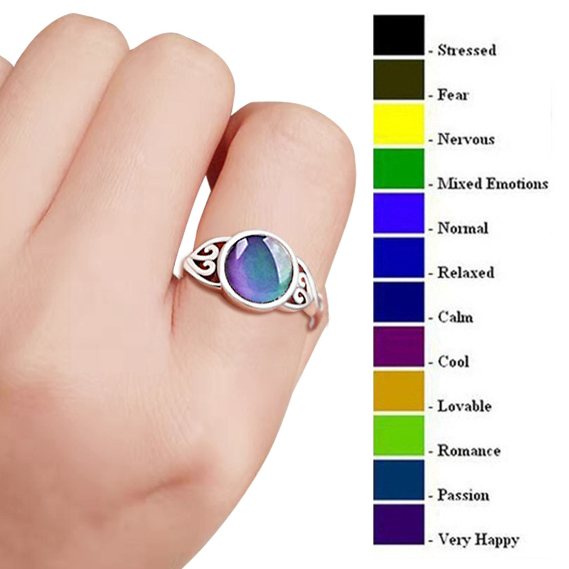 Women Fashion Simple Change Mood Ring / Smooth Fine Thin Emotion Feeling Changeable Ring /  Elegant Temperature Control Color Rings