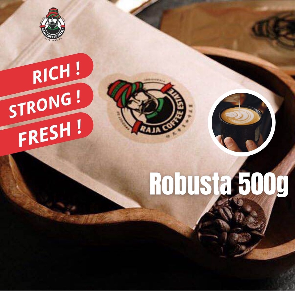 

KOPI ROBUSTA 500G RAJA COFFEE ESTATE BIJI BUBUK ASLI ACEH GAYO ESPRESSO JAMIN FRESH ROAST