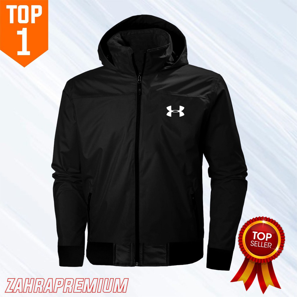 Under Armour Jaket Parasut Bolak Balik Tudung bisa dilepas