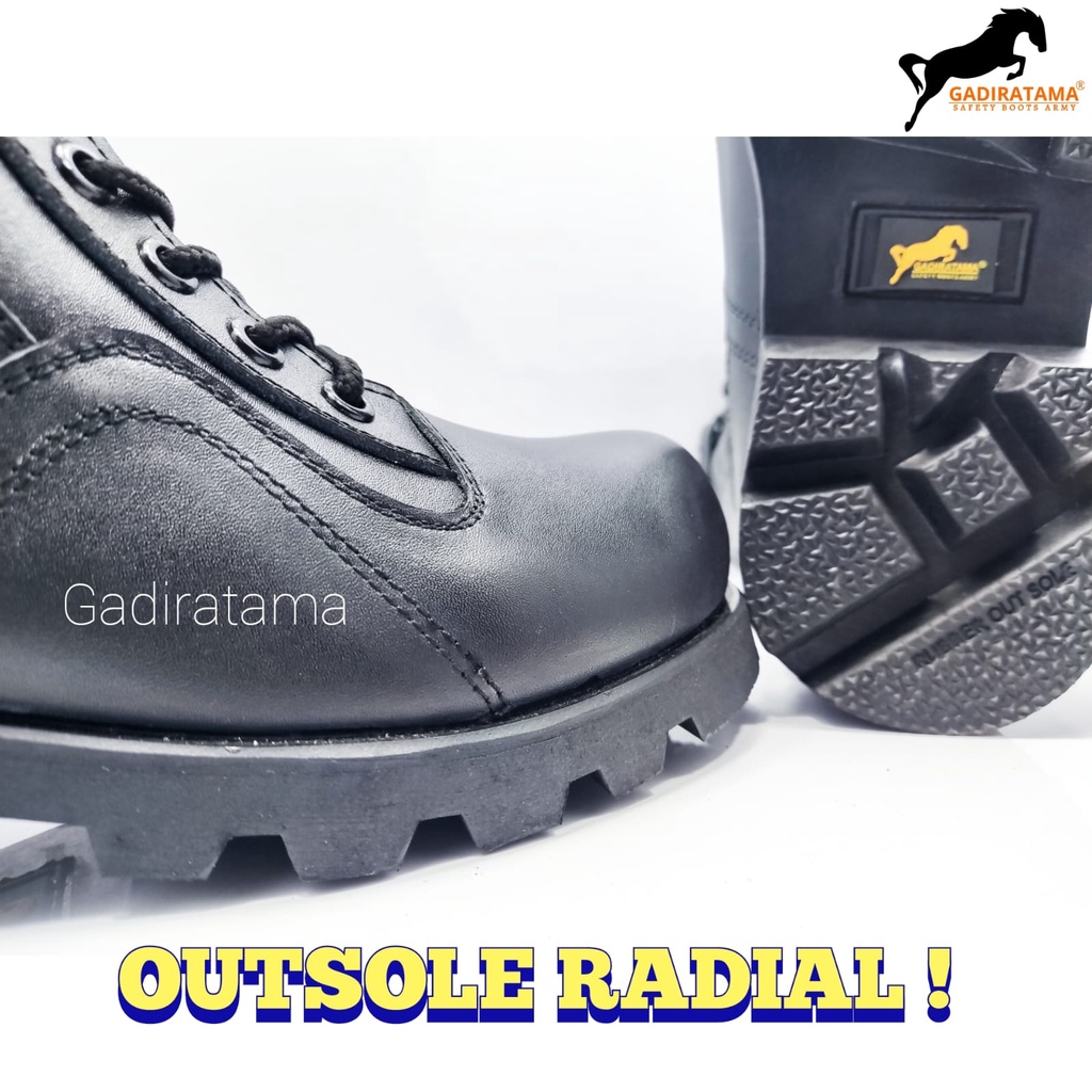 sepatu PDL terbaru TNI POLRI kulit ASLI ujung BESI OUTSOLE RADIAL GADIRATAMA!