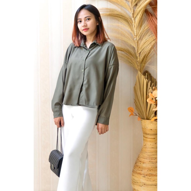 RX FASHION - TINY KATUN XXL SHIRT TWISTCONE / Blus Wanita Muslim Jumbo / Kemeja Ruffle Belakang / Kemeja Wanita Fienna  - NN