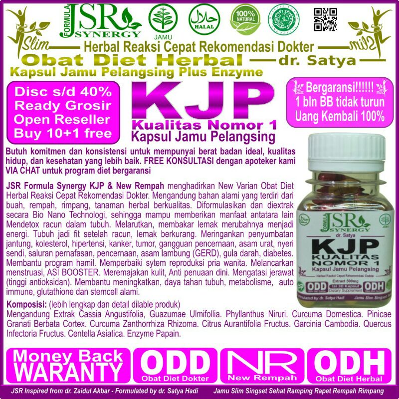 KJP JAMU PELANGSING NEW REMPAH ODH ODD OBAT DIET HERBAL REKOMENDASI DOKTER dr. SATYA HEALTHY JUICE L