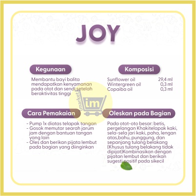 GENTLE BABY JOY / MINYAK TELON / ESSENTIAL OIL AROMATHERAPHY / OBAT PERAWATAN KESEHATAN MEREDAHKAN PEGAL DAN NYERI OTOT PADA BAYI