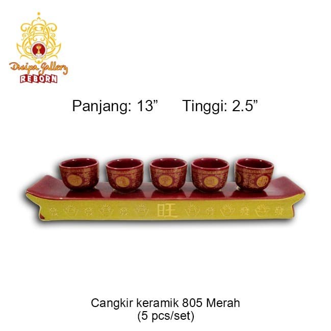 Cangkir sembahyang /altar / puja Keramik 805 Merah