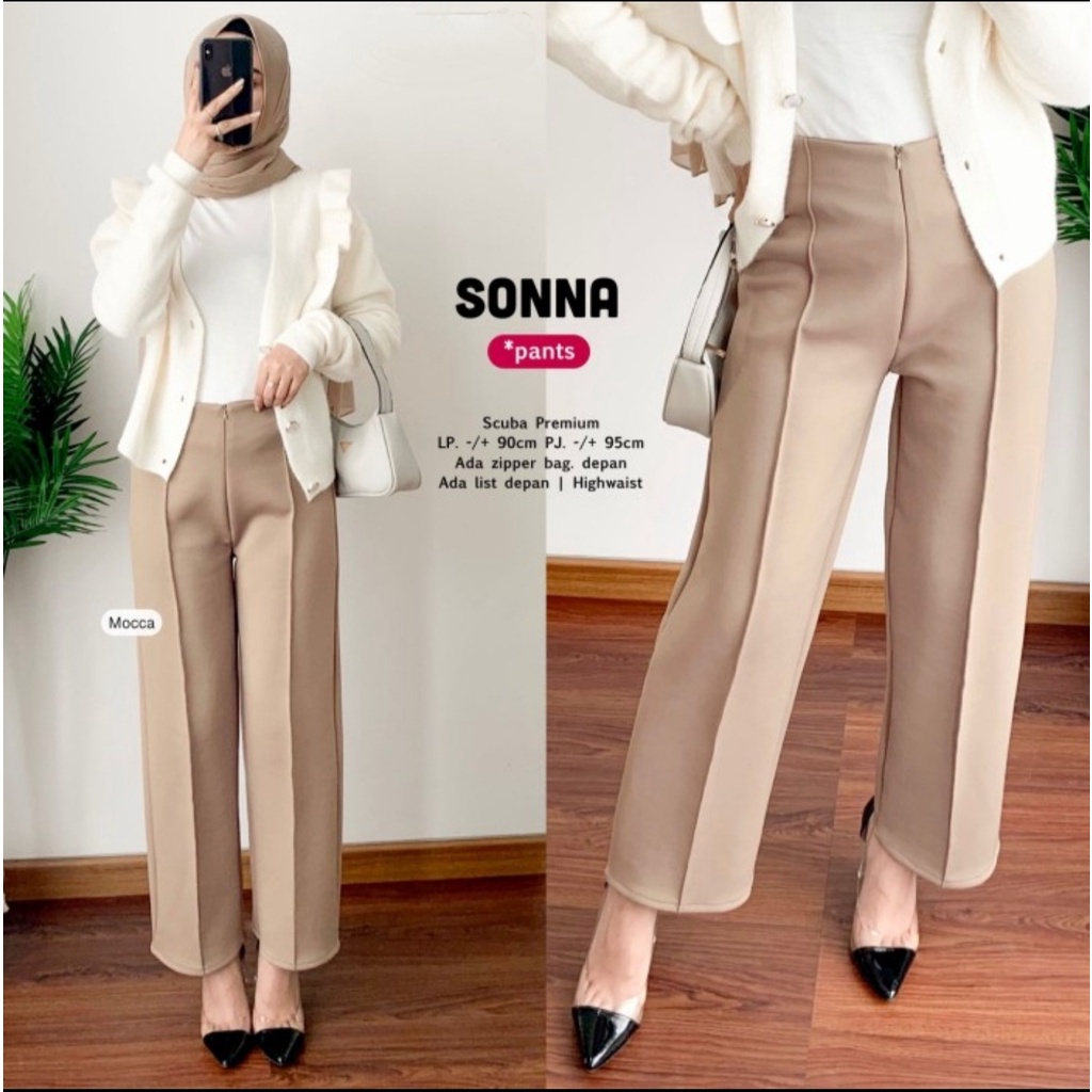 SONNA PANTS SCUBA PREMIUM / KULOT SCUBA POLOS / CULOT SCUBA / CELANA PANJANG WANITA / CELANA KULOT S