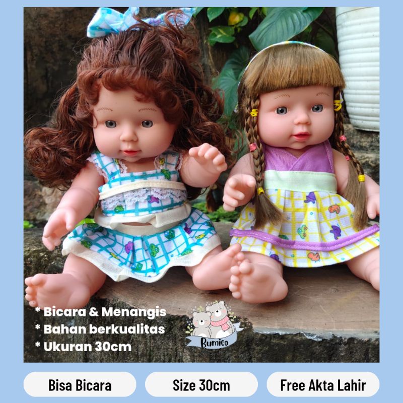 Boneka Bicara Menangis Cantik Vinyl Silikon Bisa Mandi 30cm