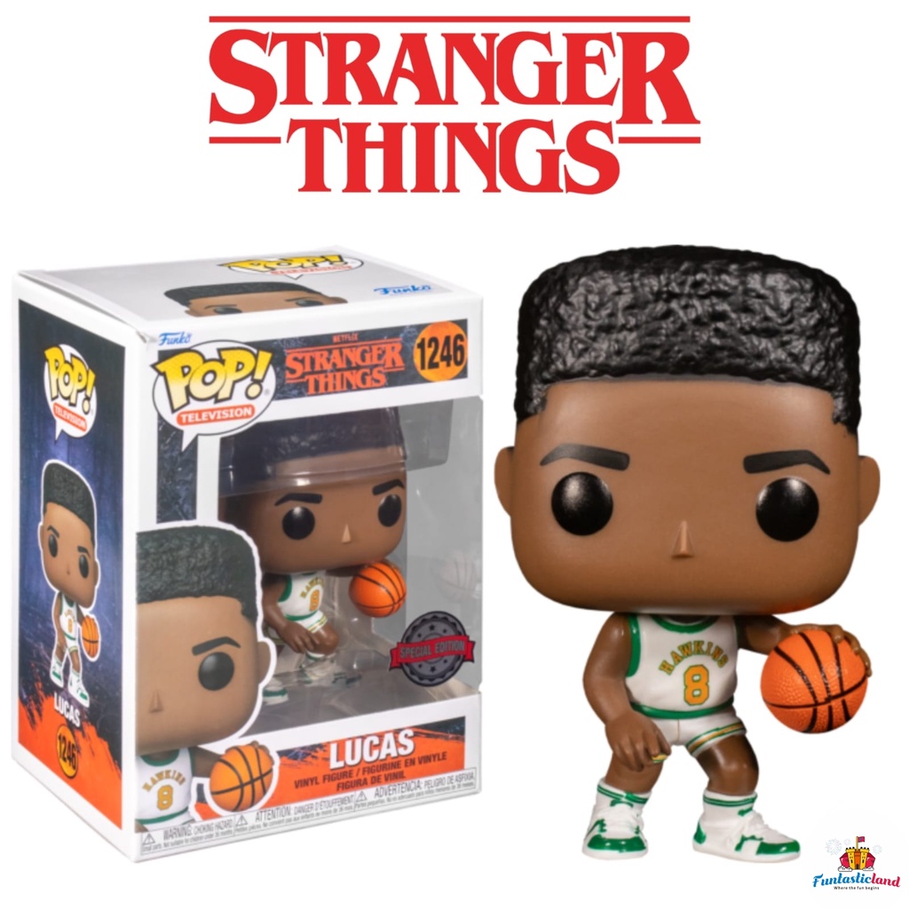 Original Funko POP Television Stranger Things Season 4 - Lucas Sinclair in Hawkins Basketball Jersey