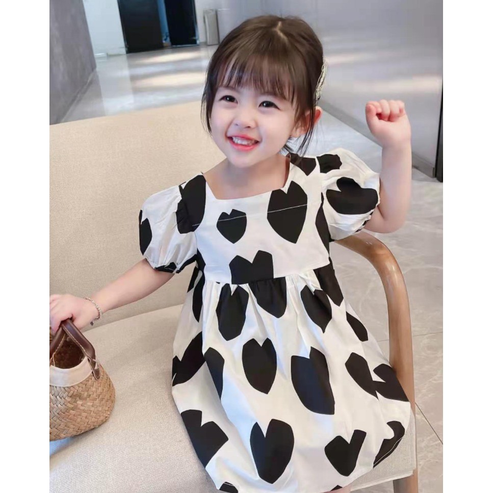 Promo !! Dress katun anak perempuan/dress anak korean murah/ Dress abstract love baloon uk 2-5 thn