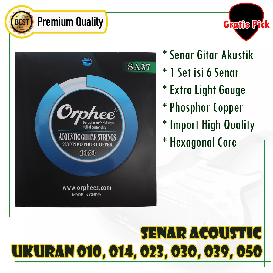 Senar Gitar Akustik Orphee 0.10 RA-37H, Orphee SA37, Phosphor Copper