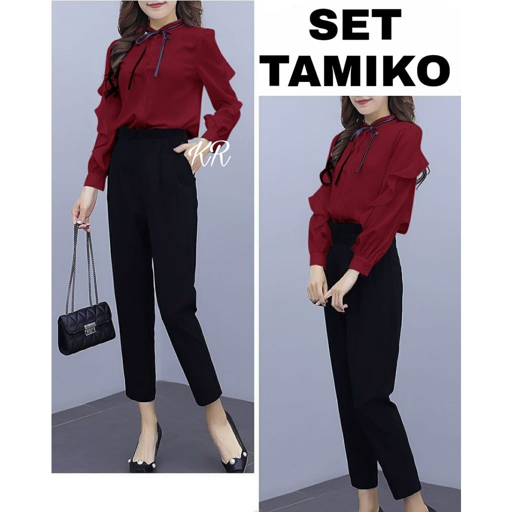 Setelan Celana 2in1 Miko 4 Warna | Baju Stelan Wanita Korean Style | Pakaian Kantor Wanita | Baju Se