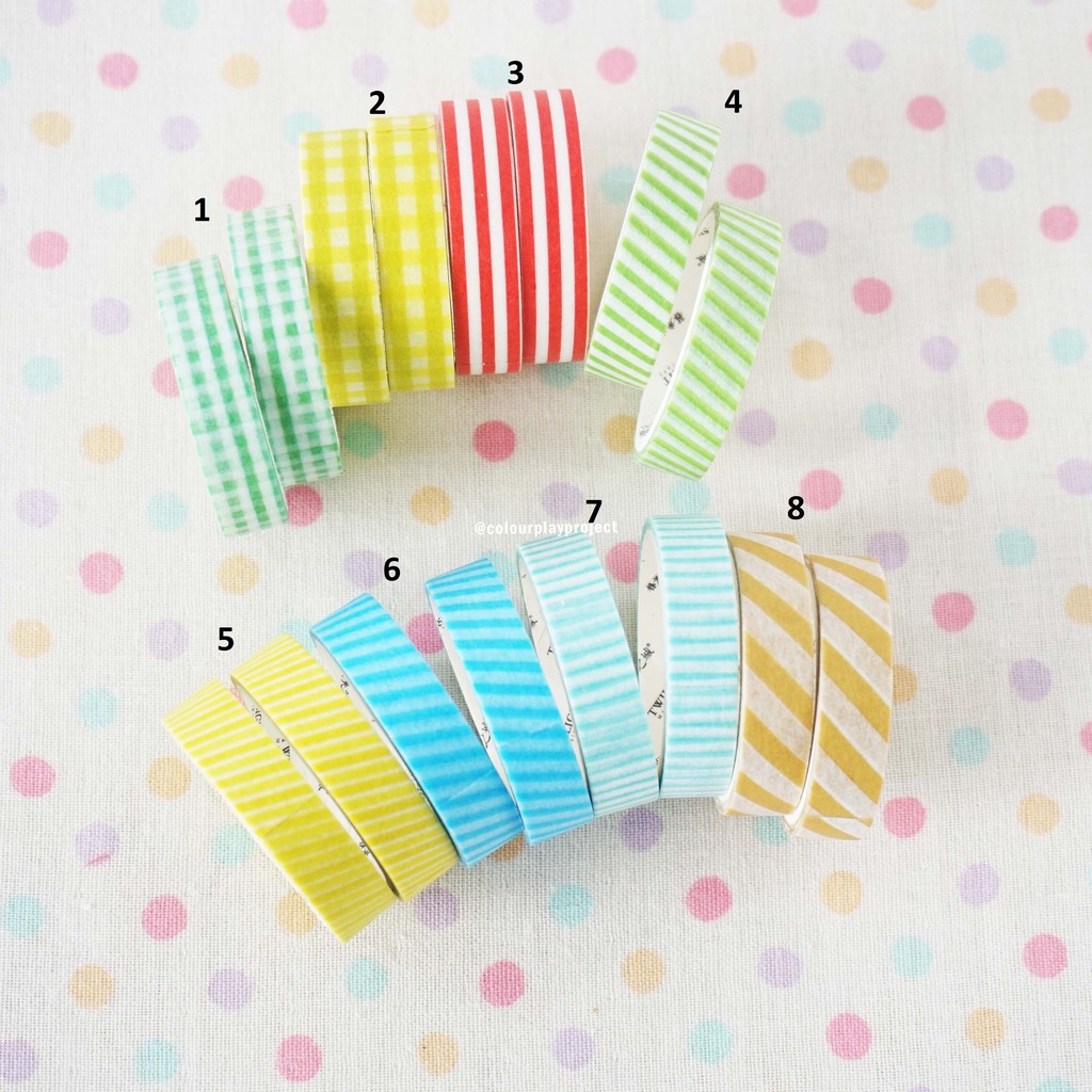 

W1248 Box & Stripes 9mm x 3m Washi / Masking tape [Colourplay]