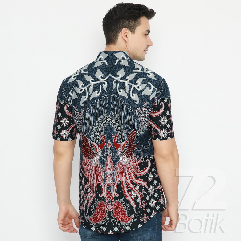 BAJU BATIK PRIA Alonso Kemeja Lengan Panjang Slimfit Premium Biru Dongker Merah Abu Grey 725261 Cap 72 - Baju Kemeja Atasan Pakaian Setelan Batik Pria Cowok Laki Laki Remaja Keluarga Kantor Lengan Panjang Modern Slimfit Slim Fit Premium Kekinian