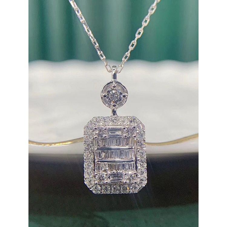 Kalung Dengan Liontin Bentuk Geometris Bahan Cubic Zirconia Untuk Wanita