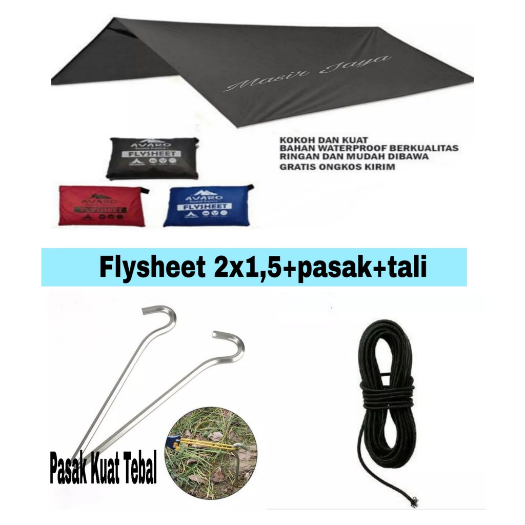 PROMO TERMURAH TRAPTENT FLYSHEET WATERPROFF 3X4 3X3 2X3 2X1,5 FLYSHET WATERPROFF+PASAK+TALI