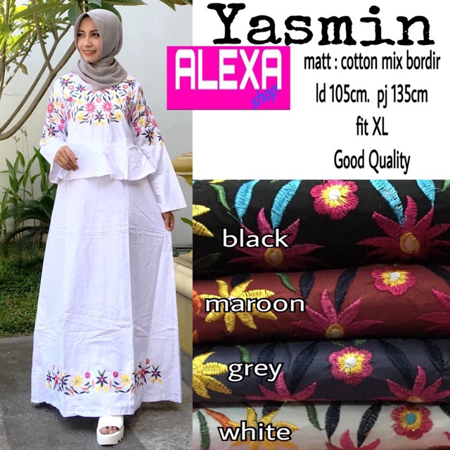 MAXI DRESS BUNGA / DRESS BUNGA KEKINIAN / DRESS BUNGA BORDIR / DRESS BUNGA KATUN / GAMIS BUNGA