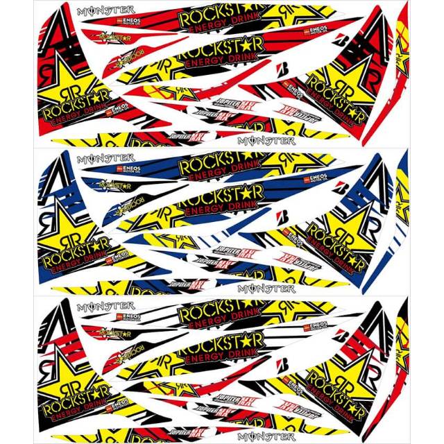 Striping lis sticker variasi yamaha Jupiter mx 135 "Rockstar monster"