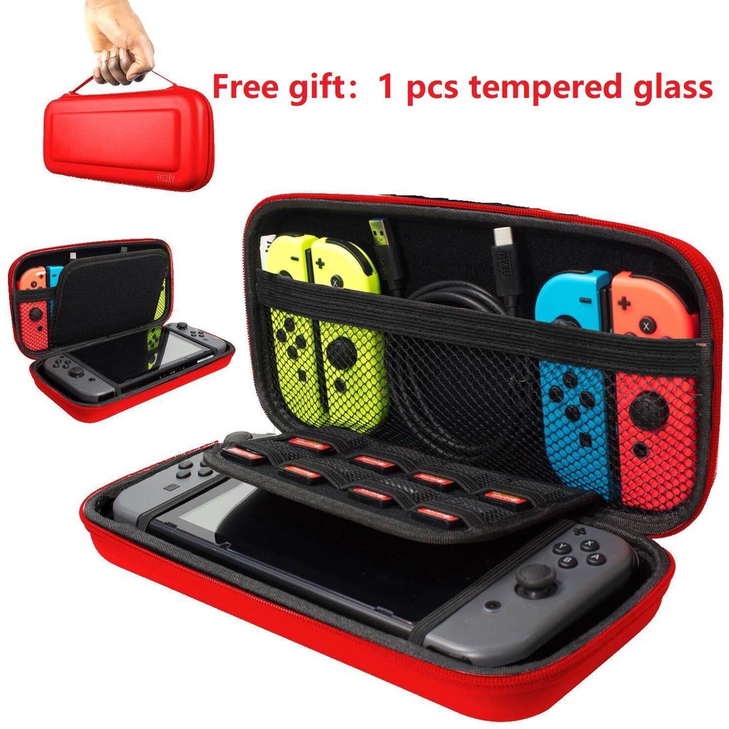 Tas Penyimpanan Nintendo switch V1 / V2 &amp; OLED Tempered Glass Tahan Air Bahan EVA