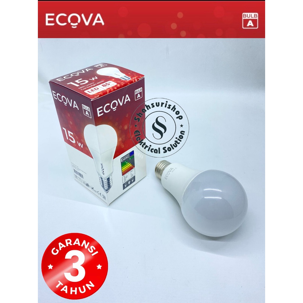 LED BULB ECOVA 15W 15WATT 15 WATT A SERIES GARANSI 3 TAHUN SNI