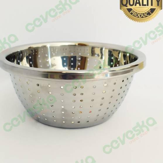 Terbaru BASKOM STAINLESS STEEL PREMIUM BASKOM BOLONG LUBANG SARINGAN 20 22 24. .. . ..