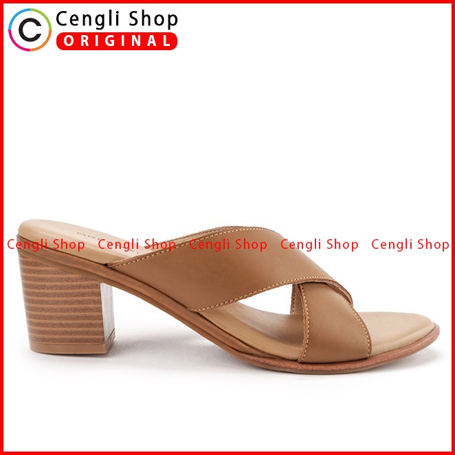 SANDAL WEDGES KULIT OBERMAIN WANITA ORIGINAL ASLI TERBARU COKLAT OW18