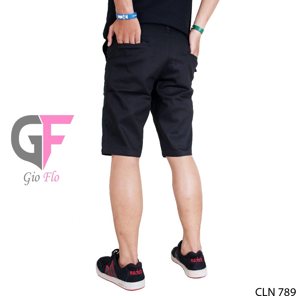 GIOFLO Celana Pendek Distro Pria Chino Casual Polos Modis Hitam / CLN 789