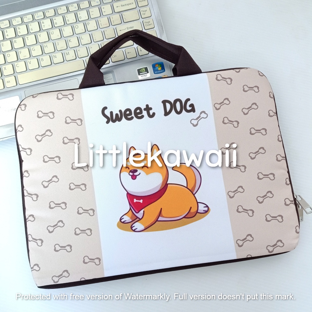 LK/Tas Laptop Cute Teen Remaja Quotes Dog Animal Motif Mix 14 Inch