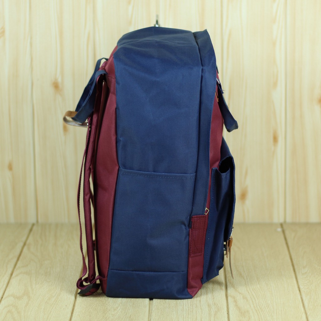 Tas Ransel Cewek Jieju Mitasi 2in1 Jinjing Maroon Navy Korean Style Back Pack Sekolah Kuliah Wanita