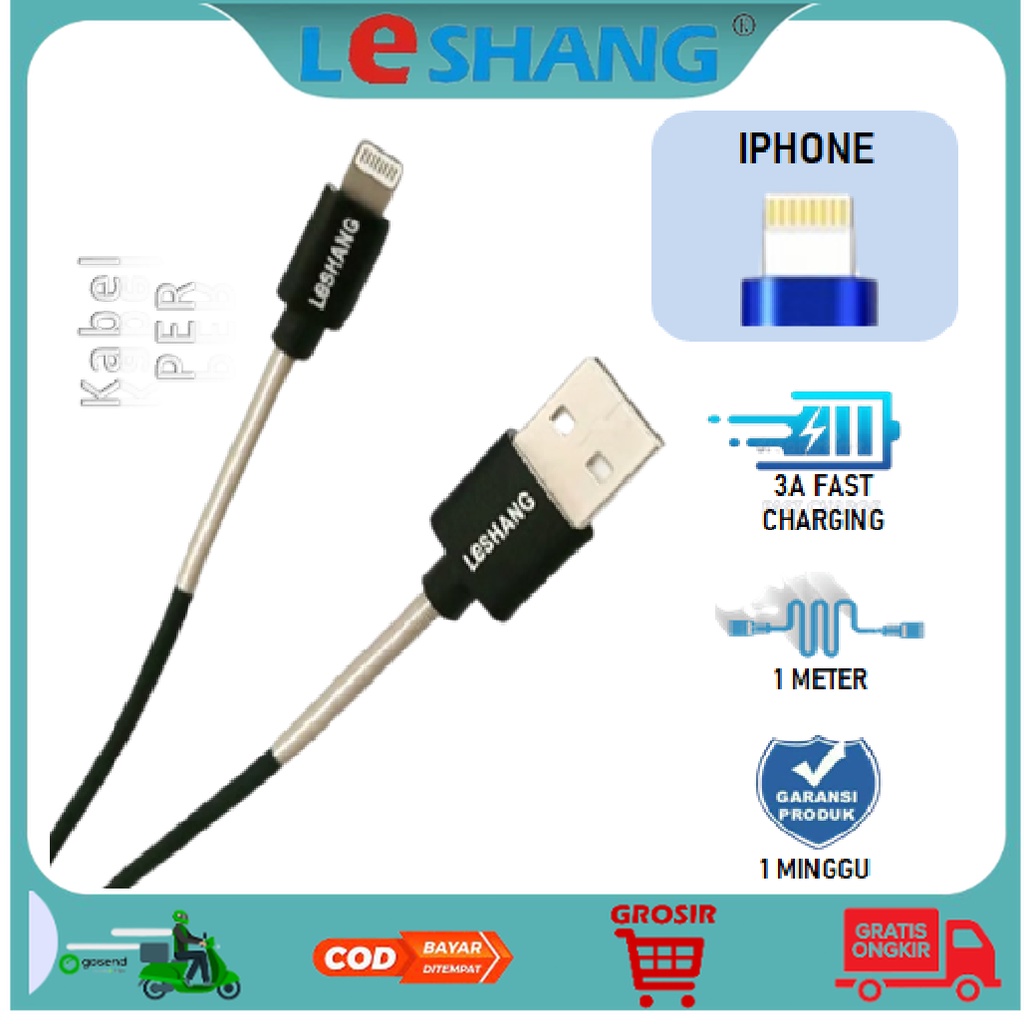 LeSHANG Kabel Data Cable Data Iphone Lightning100 CM Kabel Data Per Pelindung A022-2