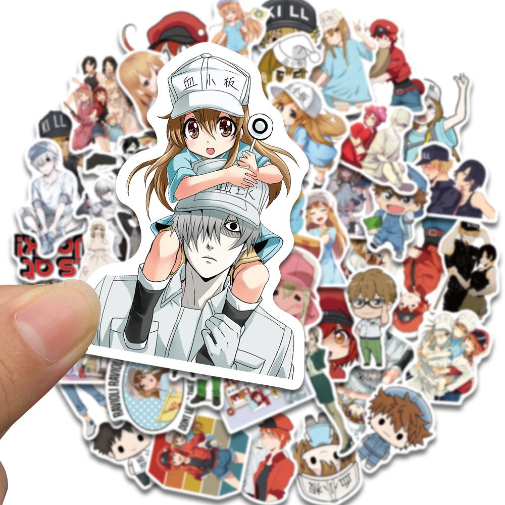 50PCS Cells At Work Code Black Anime Stickers for Children Cartoon Hataraku Saibou Sticker Guitar Skateboard Loptop Decal