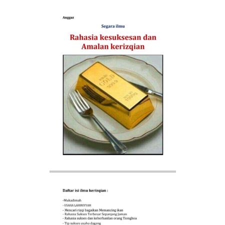 Rahasia kesuksesan dan ilmu kerizqian dana gaib