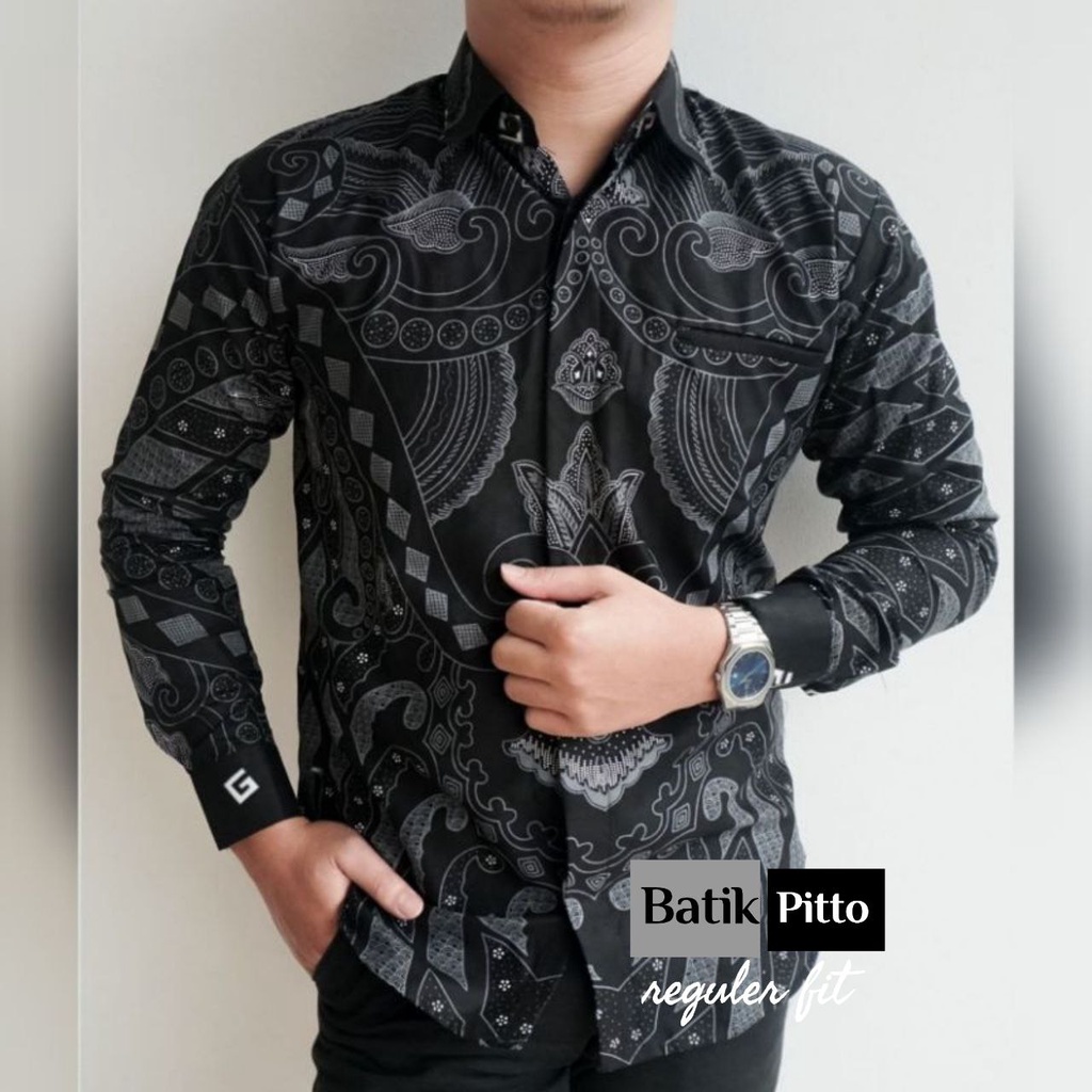 KEMEJA BATIK PRIA LENGAN PANJANG SIZE M L XL XXL Bswart HRB026  Batik Sogan