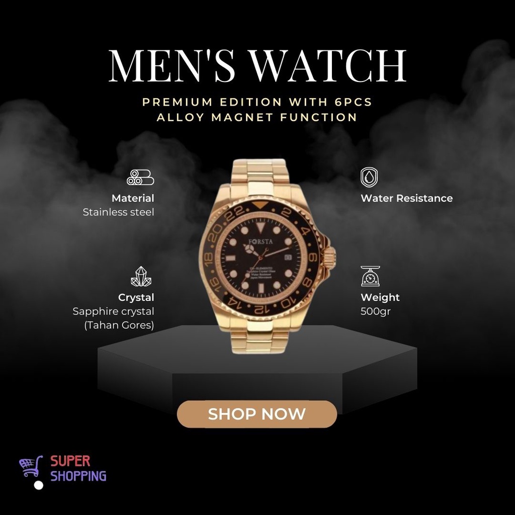 Jual Jam Tangan Mewah Pria Forsta Elemento Rose Gold Shopee Indonesia