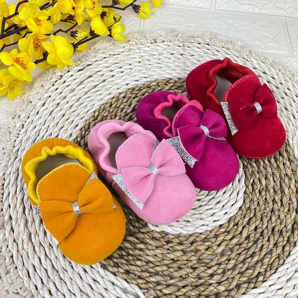 Sasastory-SEPATU PREWALKER BABY BAYI BLUDRU SUEDE KARET PITA 0-12 BULAN GP14