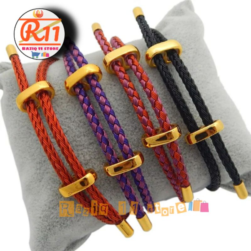 Gelang Tali Kawat Anti Air Waterproof Untuk Charm Liontin Wire Rope Emas