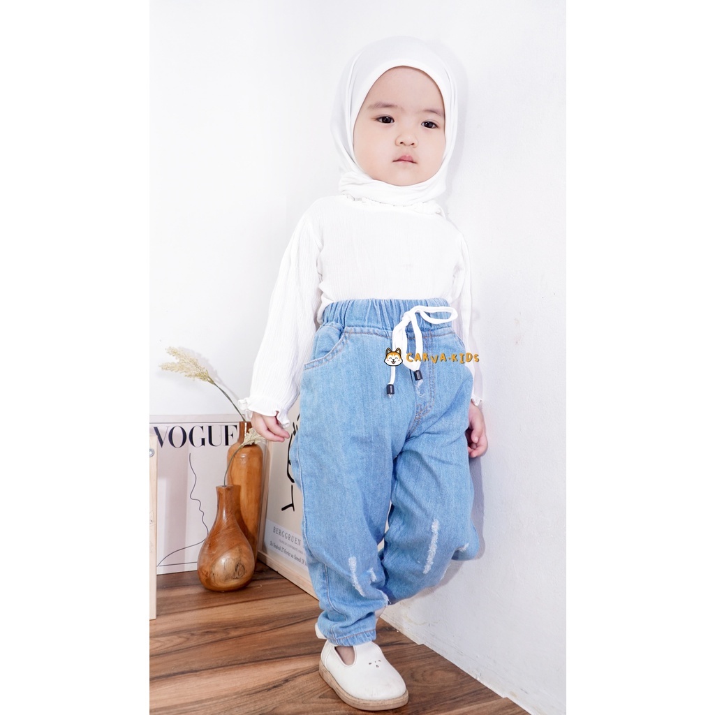 Carva celana Panjang Anak Soft Jeans Ripped Chinos Celana Jeans anak cewe cowo unisex  PREMIUM