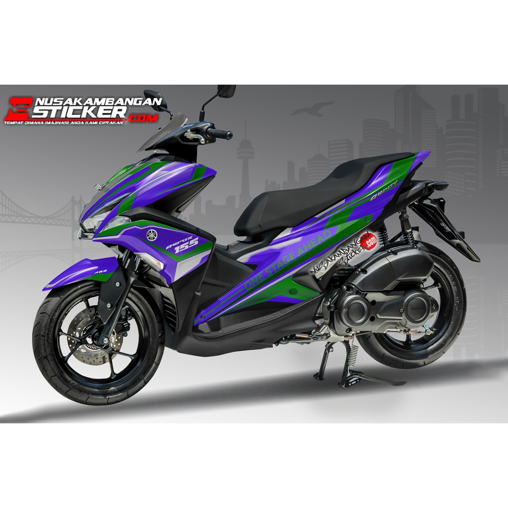 Decal Stiker Motor Yamaha Aerox Full Body Moon Biru Racing Team Sticker Custom Variasi Motif Karakte