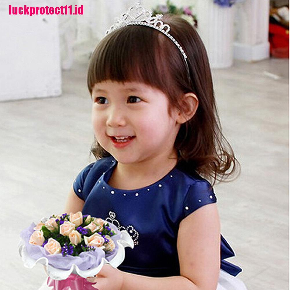 (LUCK) 1pc Bando Mahkota Princess Hias Kristal Berlian Imitasi Untuk Bayi / Anak Perempuan