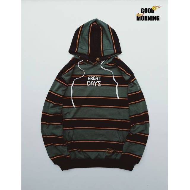 (BAYAR DITEMPAT) SWEATER HOODIE SALUR GREAT DAYS PRIA
