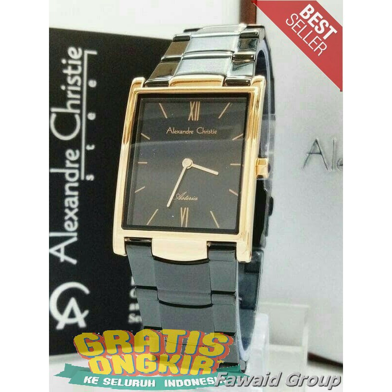 Best Seller Jam tangan Pria ALEXANDRE CHRISTIE AC 8520 PRIA ASTERIA ROSEGOLD BLACK ORIGINAL