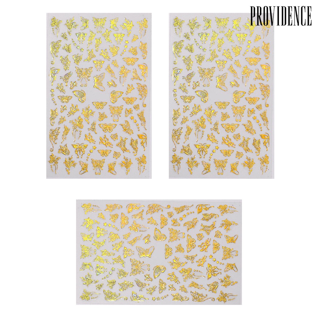 BUTTERFLY Providence 3 Pcs Stiker Kuku Anti Air Motif Kupukupu Untuk Dekorasi Manicurenail Art Diy