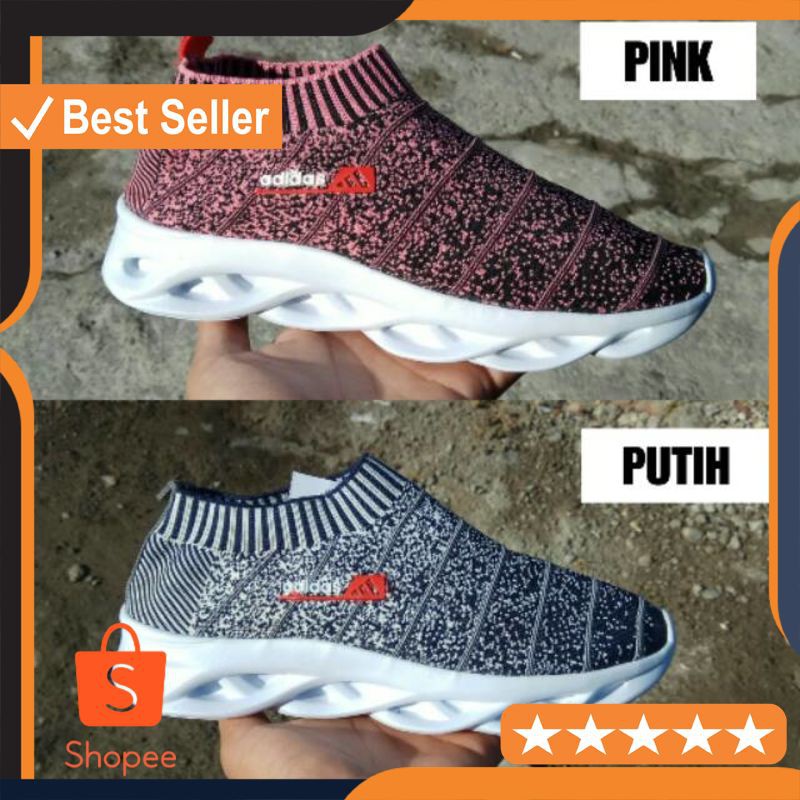 PROMO  KUAT BERKUALITAS ARTIS KEKINIAN TERBARU REMAJA Sepatu Wanita Adidas Slip On Flyknit Tanpa