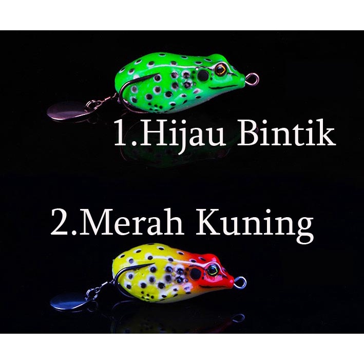 Umpan pancing casting kodok/katak mainan dengan giwang