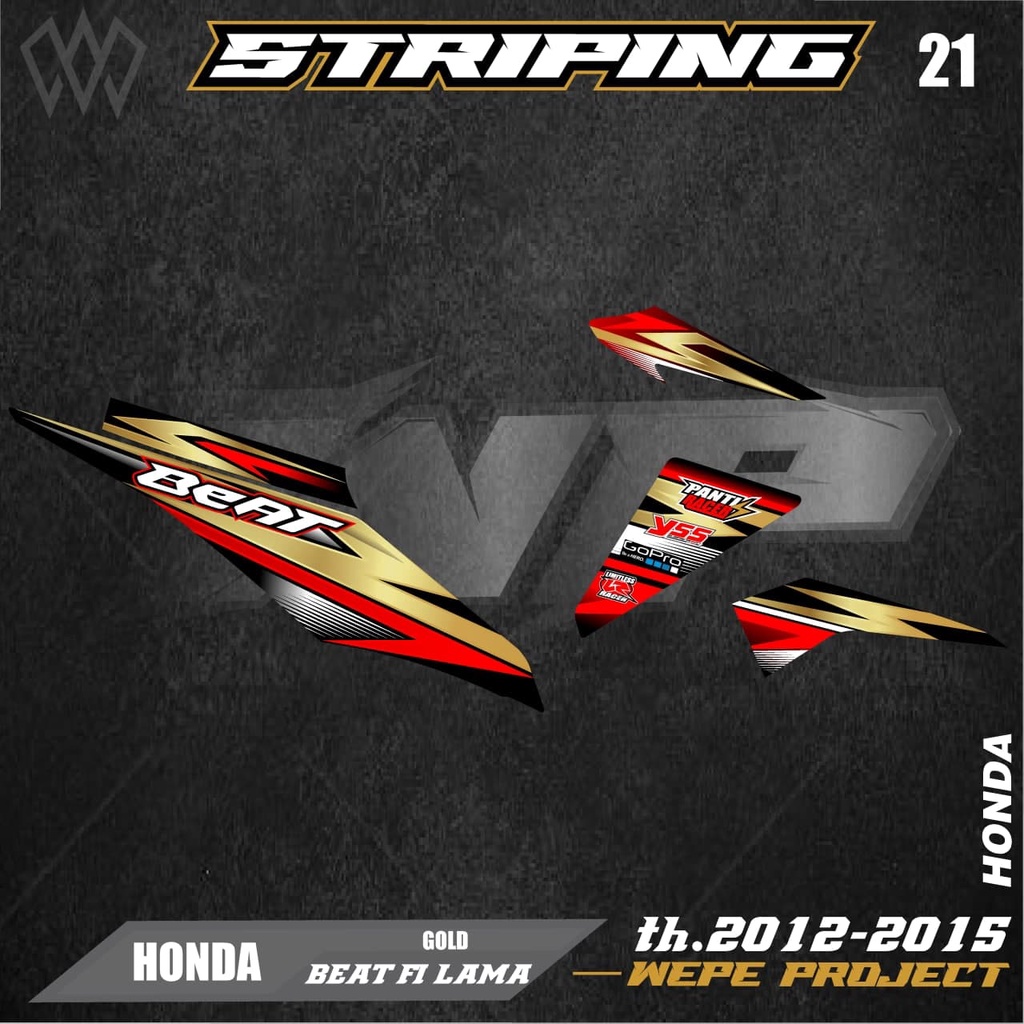 Stiker Striping Motor Beat Fi 2013 2014 2015 - Striping Sticker Variasi Lis Skotlet Motor Honda Beat