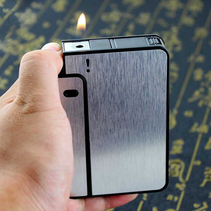 Kotak Rokok 2in1 With Lighter Metal Case Dengan Slot Korek Api