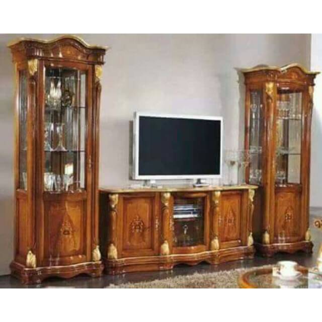 Meja tv lemari hias kayu jati