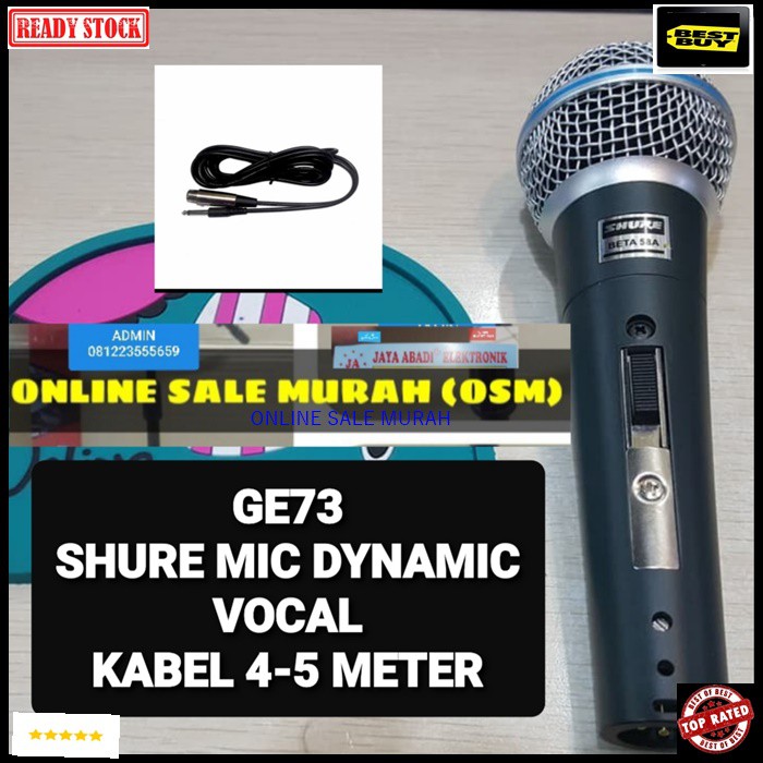 G73 Shure mic kabel dynamic mik cable Microphone full besi karaoke vocal vokal audio sound system audio pengeras suara pro profesional Legendary legendaris mikrophone  BISA DIGUNAKA SEGALA JENIS AUDIO SOUND  Bahan dari besi metal  Mic tidak menggunakan ba