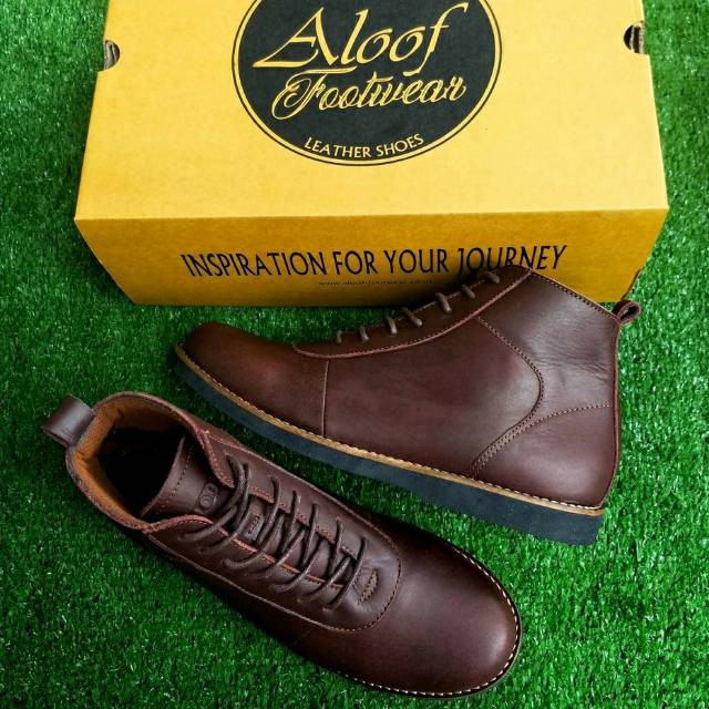 Sepatu Boots Pria Aloof Footwear - Care Darkbrown